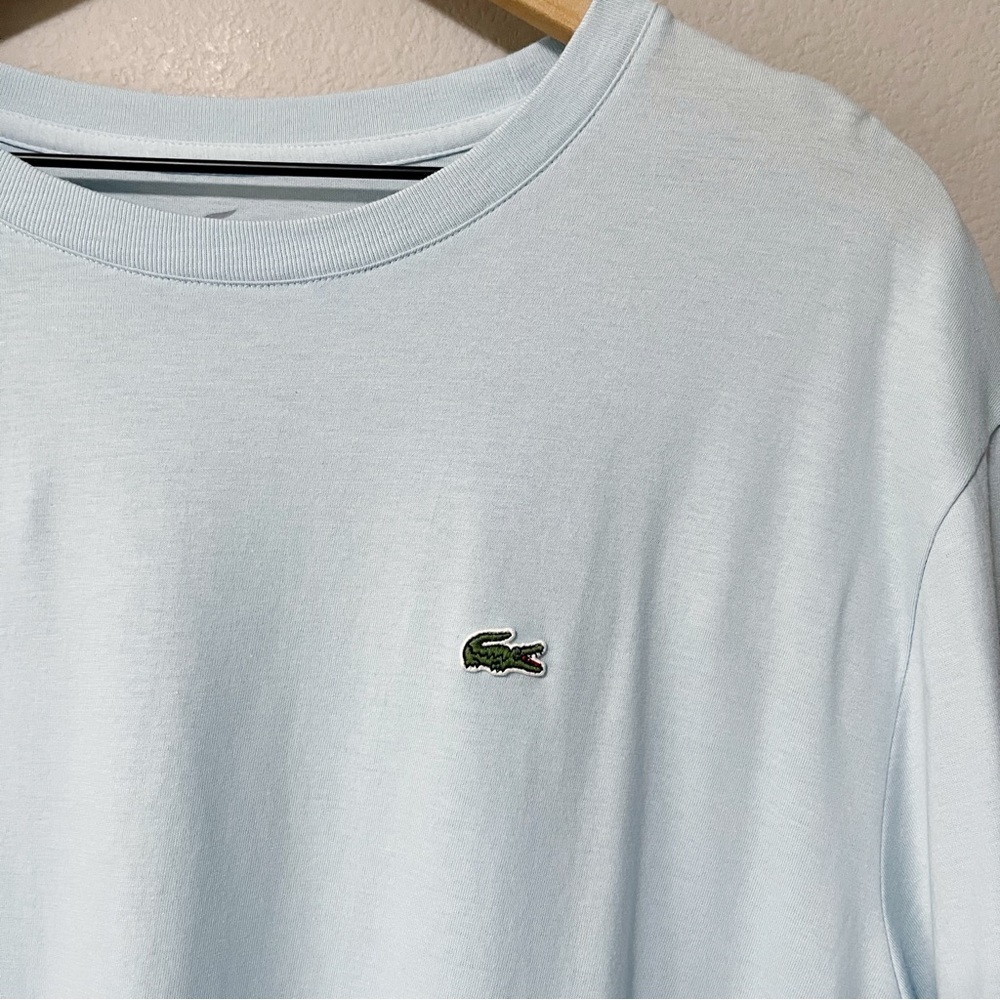 Lacoste Men's Size 8 XXXL Cotton Short Sleeve Tee Shirt Light Blue - Picture 5 of 9